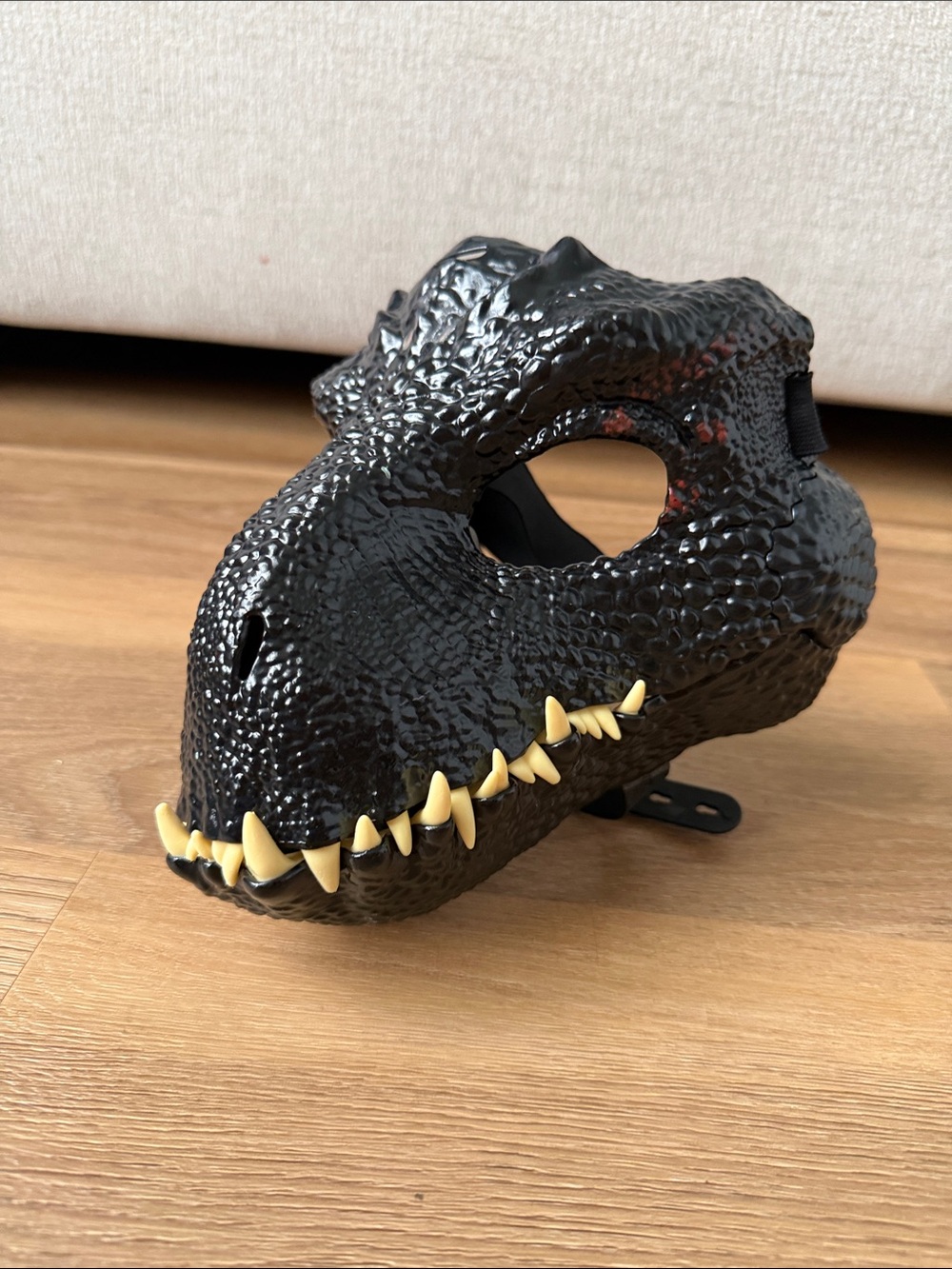 Black Dinosaur Skull Face Mask for Reptile-Themed Costumes